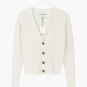 NWT INDUSTRY Cream Fuzzy Knit Button-Up Cardigan Sweater, Size XL